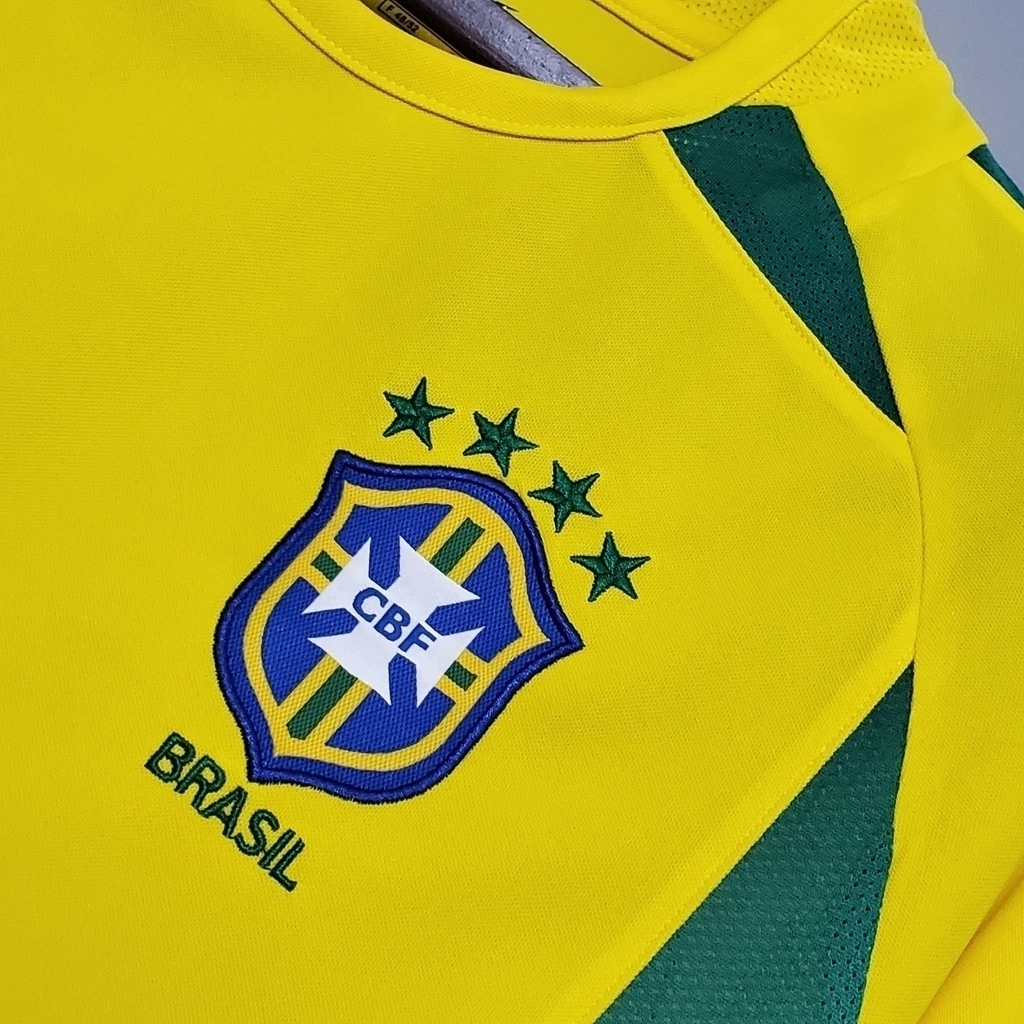 Camisa Retrô 2002 Seleção Brasileira I Masculina - Amarelo