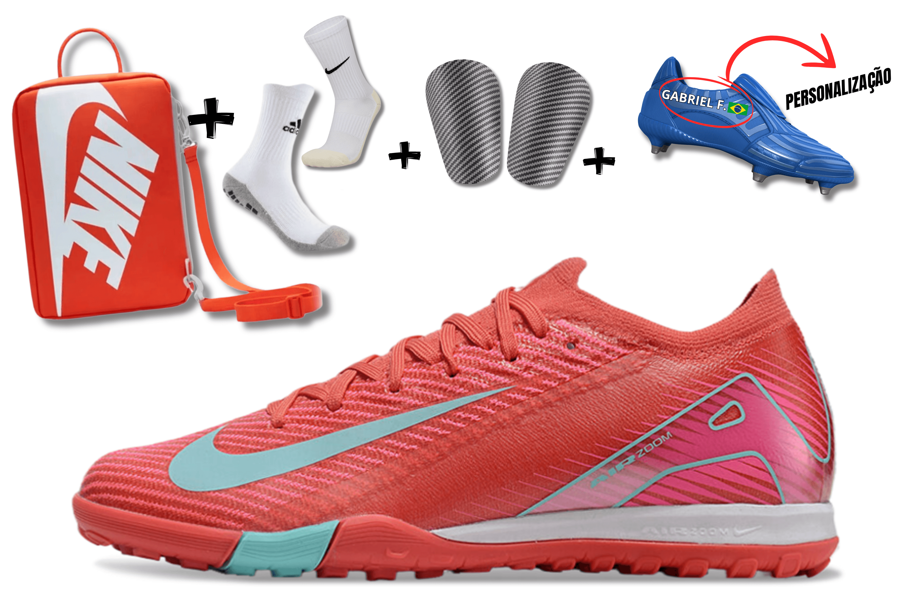 Chuteira society Nike Mercurial Vapor 16 Air Zoom Ultra PRO TF + MEIA E BOLSA