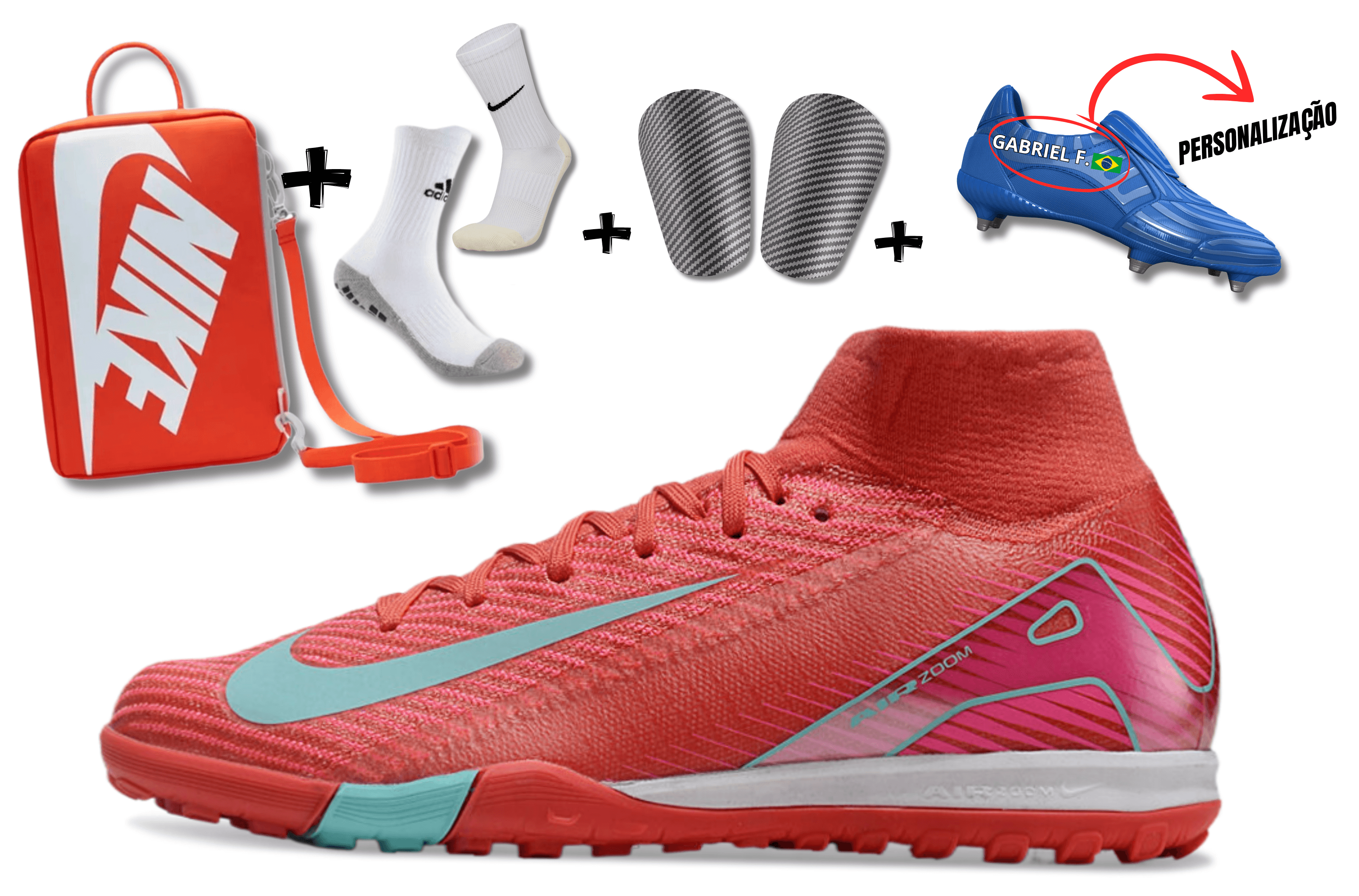 Chuteira society Nike Mercurial SUPERFLY 10 Air Zoom Ultra PRO TF + MEIA E BOLSA