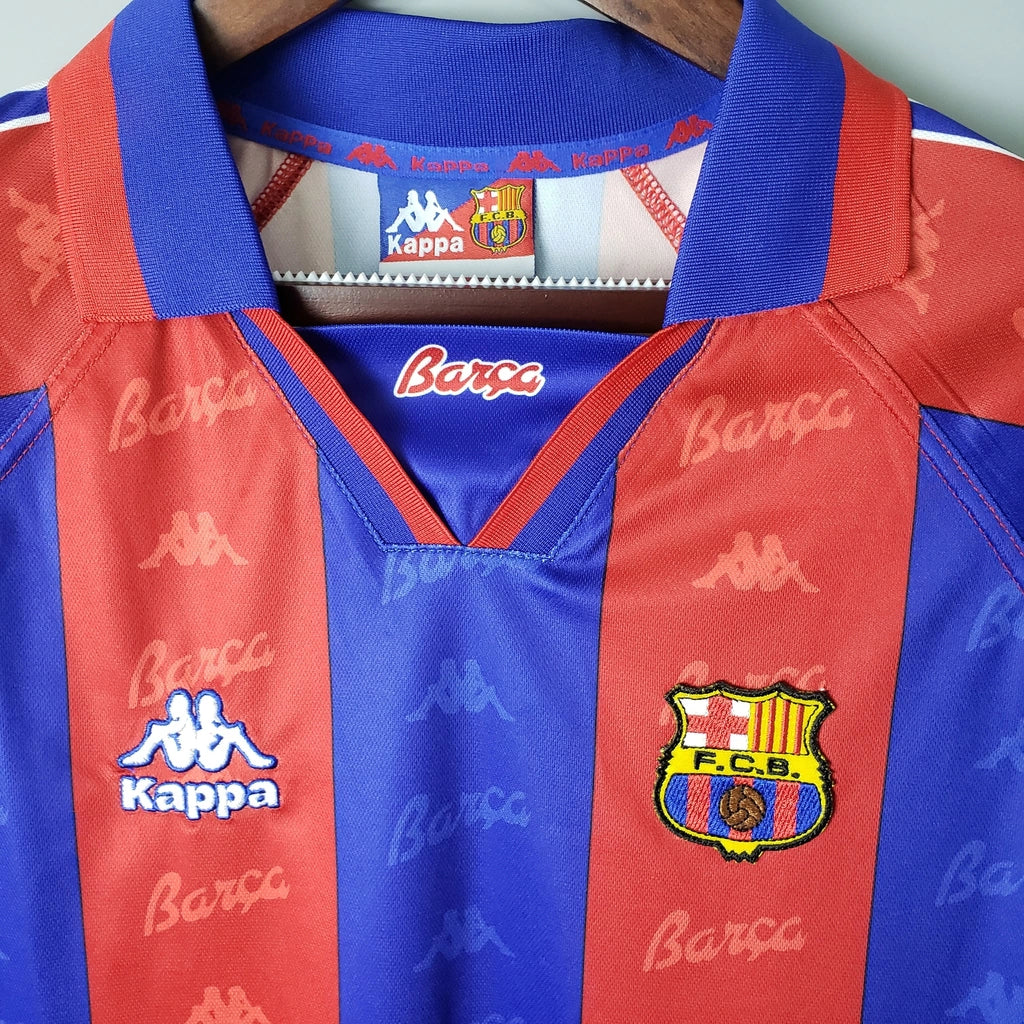 Camisa Barcelona Retrô Home 96/97 Torcedor Masculina - Azul e Grená