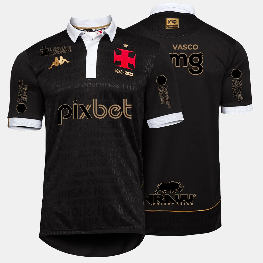 Camisa Vasco c/Patrocínios III 2023/24 Preta e Branca - Masculino