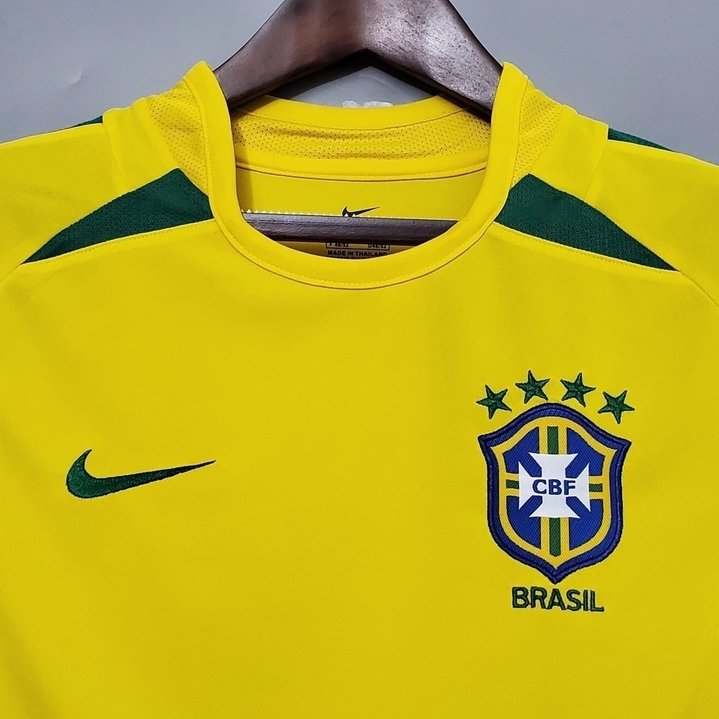 Camisa Retrô 2002 Seleção Brasileira I Masculina - Amarelo