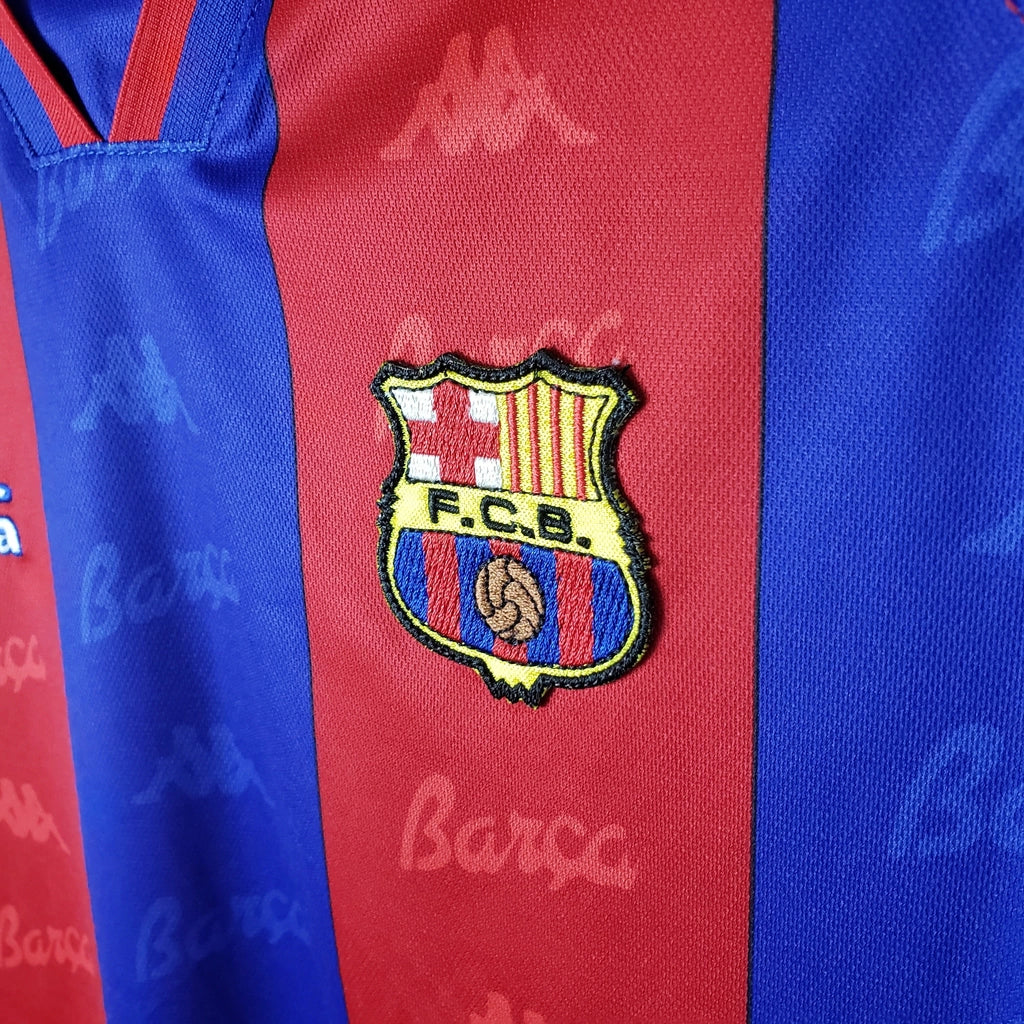 Camisa Barcelona Retrô Home 96/97 Torcedor Masculina - Azul e Grená