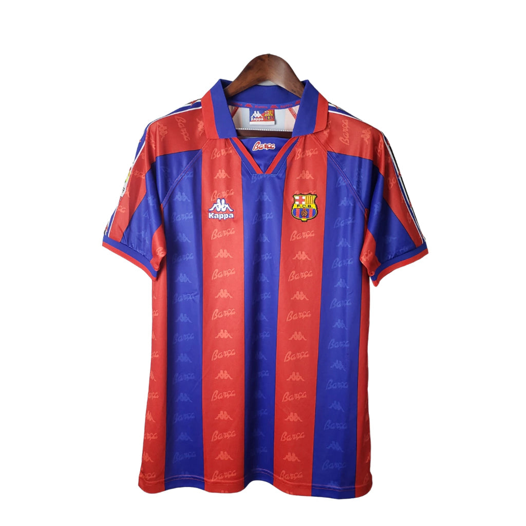 Camisa Barcelona Retrô Home 96/97 Torcedor Masculina - Azul e Grená