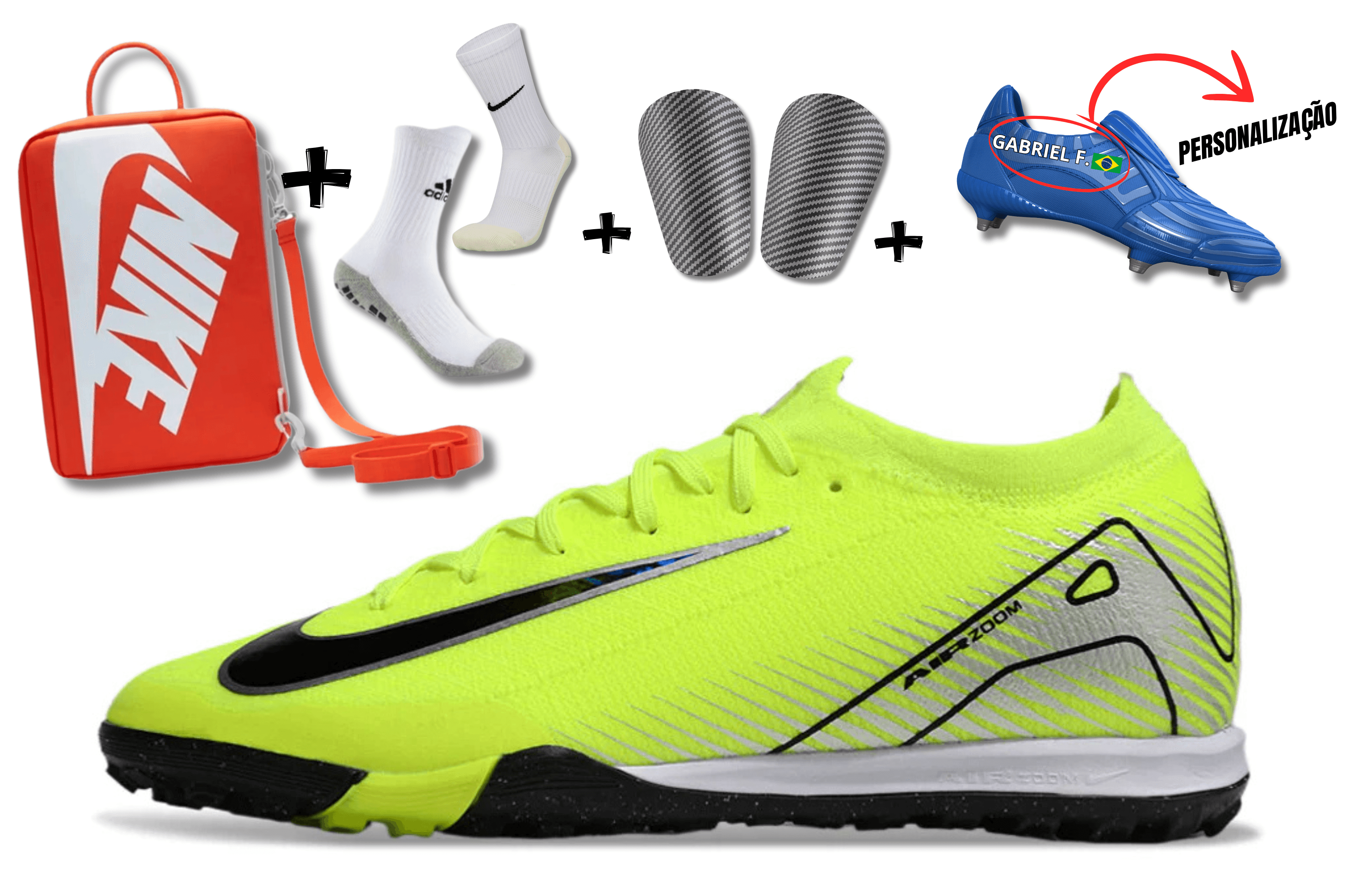 Chuteira society Nike Mercurial vapor 10 Air Zoom Ultra PRO TF + MEIA E BOLSA