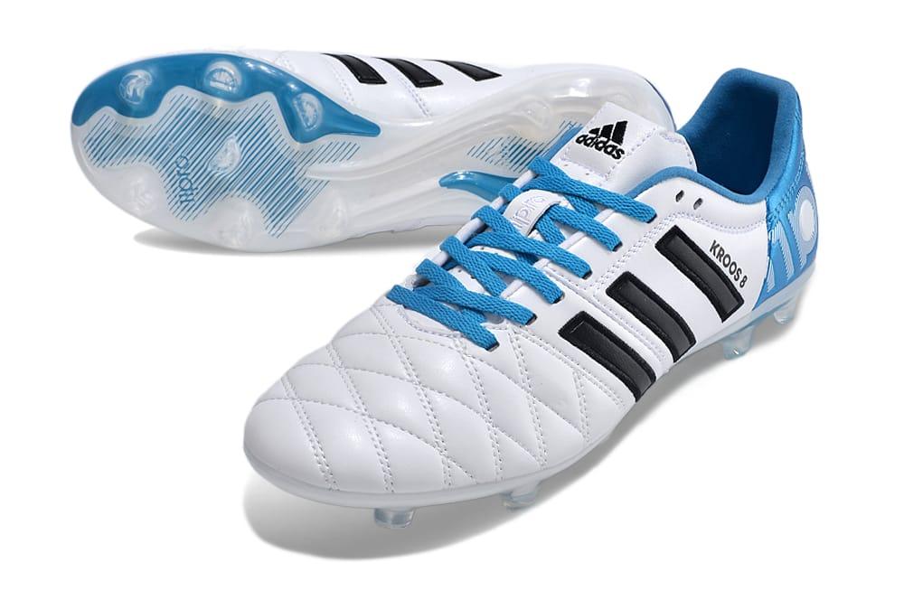 Chuteira Campo Adidas AdiPure 11 Pro FG Branca e Azul 